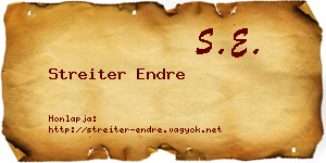 Streiter Endre névjegykártya